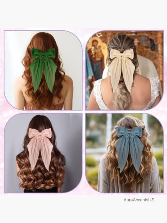 31 Pcs Large Satin Hair Bows with Clips for Thick Thin Hair main image 5